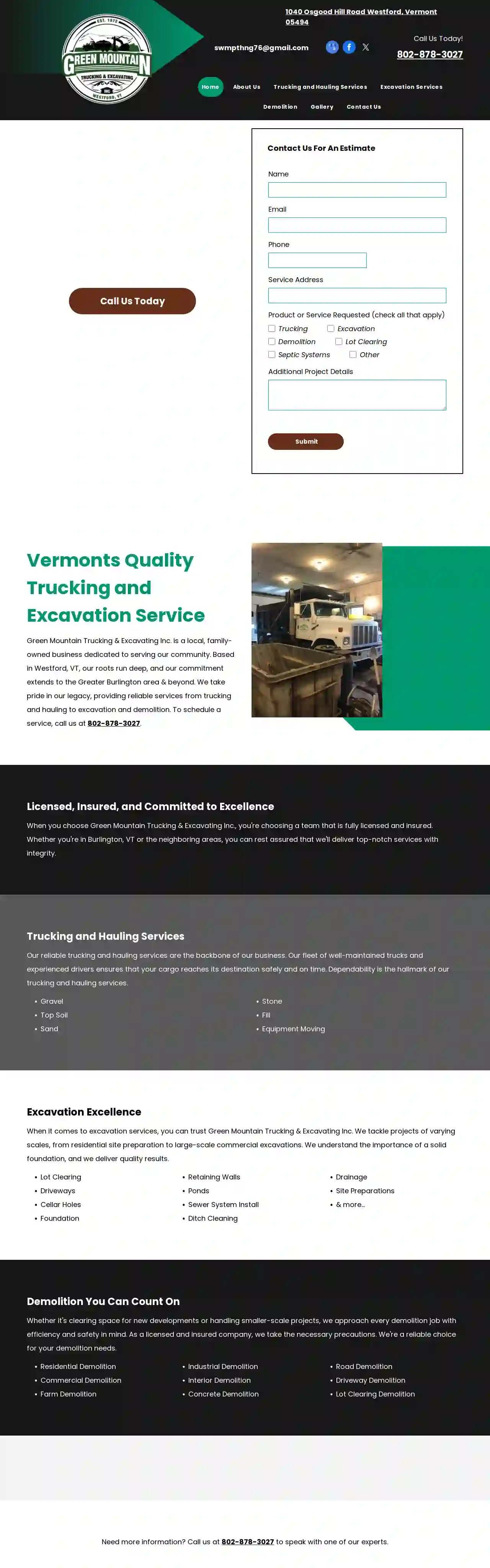 Green Mountain Trucking & Excavating Inc