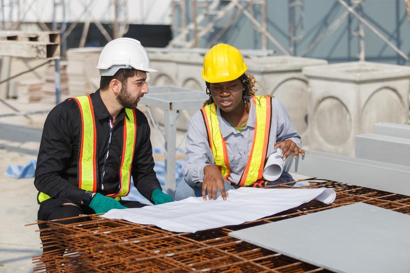 A construction crew working on a building project